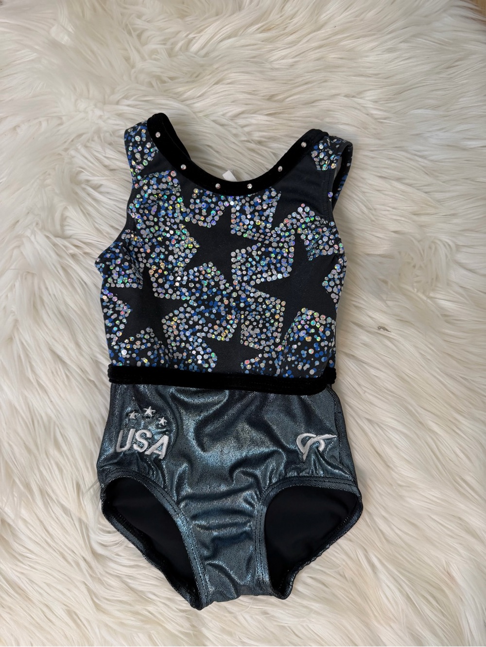GK Navy Blue & Black USA Leo with Sequins Size 3-4T